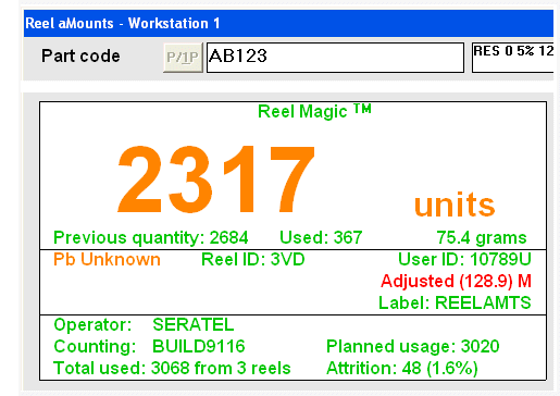 Attrition for each part code calculated immediately