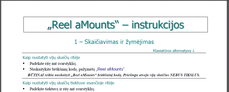 Reel aMounts instructions in Lithuanian